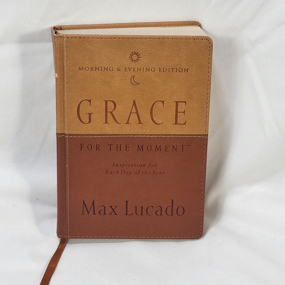 Grace for the Moment Morning Evening Edition Devotional Brown Leather Max Lucado